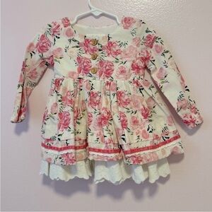 SweetHoney Pink and White Floral Prim Dress Sz 18 Mo